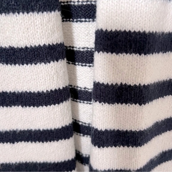 J. Jill Striped Longline Open Sweater Cardigan Knit Coastal Grandma Cream/Navy - Picture 7 of 15